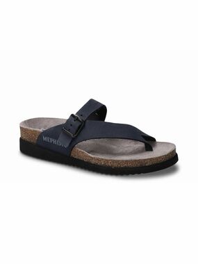 Mephisto Helen Toe Loop Sandals in navy nubuck Leather Straps